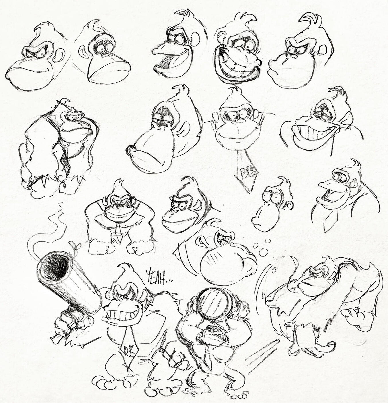 Donkey Kong sketches, graphite Donkey Kong sketches, graphite